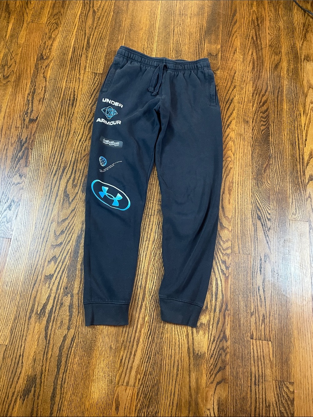 Under Armour Kids Black Jogger Sweatpants with Blue Logo Accents